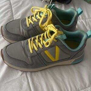 Vionic Women's Athletic Shoes in Gray and Yellow with Teal Accents